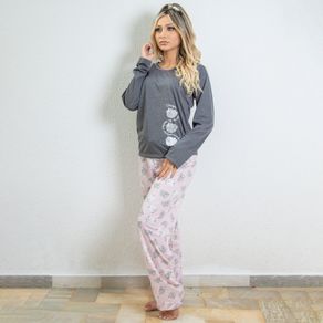 Pijama-Longo-Feminino-Adulto-de-Malha-Estampado-Mescla