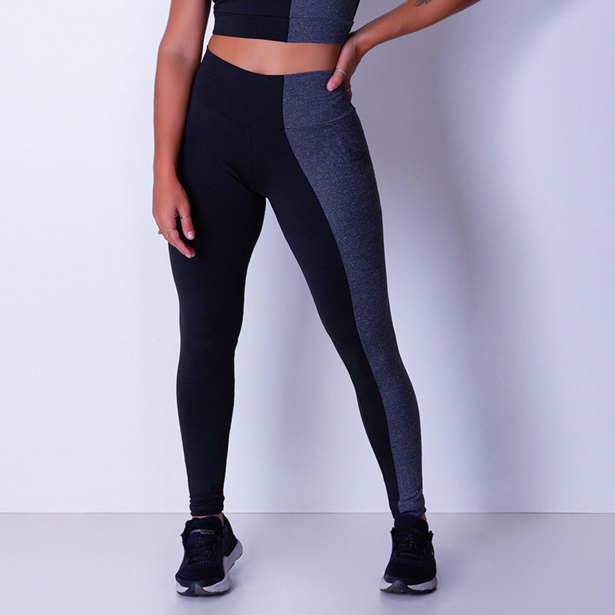 Calça legging com saia preta cintura alta fitness - R$ 69.00, cor Preto  #44746, compre agora | Shafa